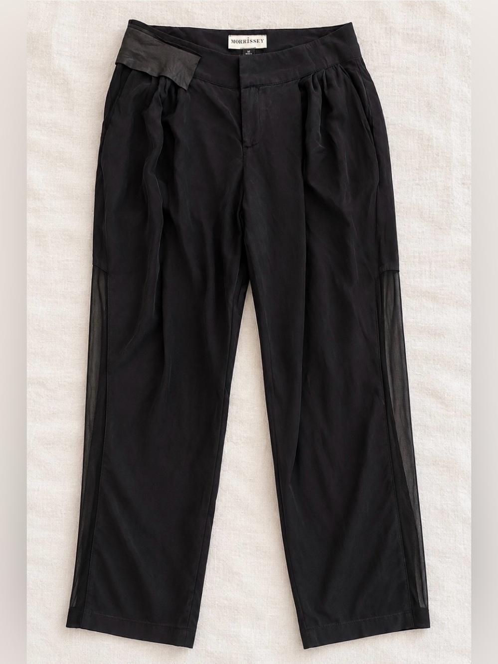 Vintage 90s Morrissey Silk Mesh Panel Pants Black Medium Made NYC